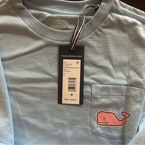 Vineyard Vines Blue Tee with Pink and White Graphics